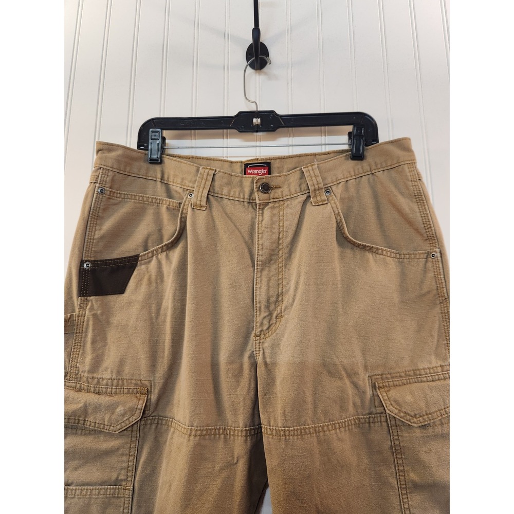 Wrangler Workwear Mens Cargo Canvas Pants Tan Ripstop Reinforced Knee 36x32 - Picture 7 of 15